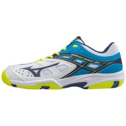 Mizuno Buty Tenisowe Break Shot Ex Ac Wht/Bluedepths/Divablue 42.5/8.5. Szare buty sportowe męskie marki Mizuno, bez zapięcia, tenisowe. Za 249,00 zł.