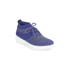 Buty FitFlop UBERKNIT SLIP-ON HIGH TOP SNEAKER. Niebieskie topy damskie FitFlop, bez wzorów, bez kołnierzyka. W wyprzedaży za 370,30 zł.