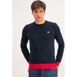 Sweter EA7 Emporio Armani 6GPMY2 PM07Z 1578. Niebieskie swetry męskie EA7 Emporio Armani, xl, bez wzorów, z poliesteru, klasyczne, z klasycznym kołnierzykiem, bez kaptura. W wyprzedaży za 409,00 zł.