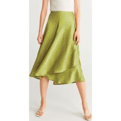 Mango - Spódnica Lit. Zielone spódniczki damskie Mango, na co dzień, w grochy, z poliesteru, casualowe, midi, rozkloszowane. Za 139,90 zł.