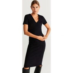Mango - Sukienka Susan. Zielone sukienki damskie Mango, na co dzień, s, bez wzorów, z elastanu, casualowe, bez kołnierzyka, z krótkim rękawem, krótkie, midi, proste. Za 199,90 zł.