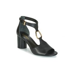Sandały Lauren Ralph Lauren ELESIA. Czarne sandały damskie Lauren Ralph Lauren, bez wzorów, bez obcasa, bez zapięcia. W wyprzedaży za 426,30 zł.