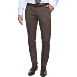 Rurki męskie: spodnie bimont 214 brąz slim fit