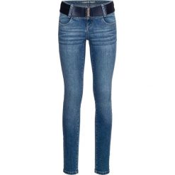 Dżinsy SKINNY z paskiem bonprix niebieski "stone”. Niebieskie jeansy damskie bonprix. Za 134,99 zł.