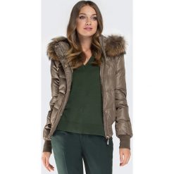 Kurtka damska 87-9D-404-Z. Brązowe kurtki damskie Wittchen, na zimę, bez wzorów, z materiału, z kapturem. Za 399,00 zł.