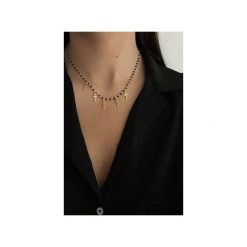 Srebrny pozłacany naszyjnik choker z czarnymi onyksami i krzyżykami. Żółte naszyjniki damskie Atdiament, pozłacane. Za 159,00 zł.
