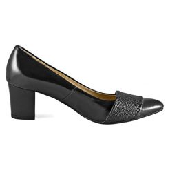 Buty ślubne damskie: Skórzane czółenka w kolorze czarnym