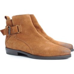 Tommy Hilfiger Botki. Półbuty damskie TOMMY HILFIGER, bez wzorów, ze skóry, bez obcasa, na zamek. Za 349,00 zł.