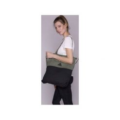 TORBA DAMSKA DUO zielona. Zielone torebki klasyczne damskie drops, w paski, z bawełny. Za 125,00 zł.