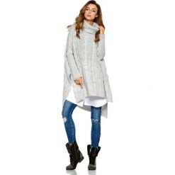 Moherowy golf oversize LS215 jasnoszary. Szare swetry damskie Tagless, na zimę, uniwersalny, bez wzorów, z moheru, klasyczne, bez rękawów, bez kaptura. Za 149,90 zł.