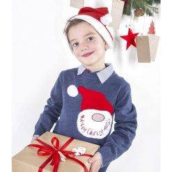 Sweter. Szare swetry chłopięce marki Merry Christmas, z napisami, z bawełny, z klasycznym kołnierzykiem. Za 24,90 zł.