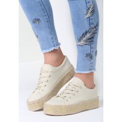 Beżowe Espadryle Hanging Basket. Brązowe espadryle damskie marki Born2be, z denimu, na obcasie. Za 89,99 zł.
