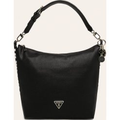 Guess Jeans - Torebka. Różowe torby damskie na zakupy Guess Jeans, w paski, z bawełny, duże, z nadrukiem, bez dodatków. Za 659,90 zł.