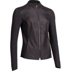 Bluza jeździecka 500 damska. Czarne bluzy damskie FOUGANZA, bez wzorów, z elastanu, bez rękawów, bez kaptura. Za 129,99 zł.
