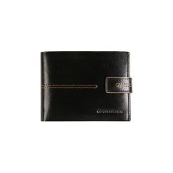 Portfele męskie: Skórzany portfel w kolrze czarnym – (S)12 x (W)9,5 cm
