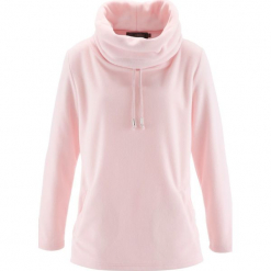 Sweter z polaru bonprix pastelowy jasnoróżowy. Czerwone swetry klasyczne damskie bonprix, z polaru. Za 74,99 zł.