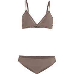 Bikini z trójkątnymi miseczkami (2 części) bonprix brunatny. Pomarańczowe stroje kąpielowe damskie bonprix, bez wzorów, z koronki. Za 79,99 zł.