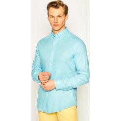 Koszula Polo Ralph Lauren Classics 710794141. Niebieskie koszule męskie Polo Ralph Lauren, xxl, bez wzorów, ze lnu, casualowe, polo, bez rękawów. Za 549,00 zł.