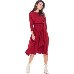 Sukienka rozkloszowana midi - m, bordo. Sukienki damskie e-margeritka.pl, do pracy, s, w paski, z poliesteru, eleganckie, bez kołnierzyka, z długim rękawem, długie, midi, rozkloszowane. Za 158,99 zł.