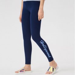 Bawełniane legginsy z nadrukiem - Granatowy. Niebieskie legginsy damskie Sinsay, s, z nadrukiem, z bawełny. W wyprzedaży za 14,99 zł.