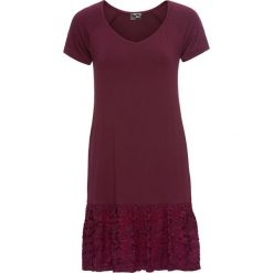 Sukienki: Sukienka shirtowa z koronkową wstawką bonprix czerwony klonowy