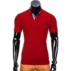 KOSZULKA MĘSKA POLO BEZ NADRUKU S837 - CZERWONA. Czerwone koszulki polo Ombre Clothing, m, z nadrukiem. Za 29,00 zł.