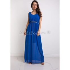 Sukienka Anastazja Szafir. Szare sukienki damskie Modaforyou, s, w paski, z elastanu, eleganckie, bez kołnierzyka, z długim rękawem, długie, midi. Za 109,00 zł.