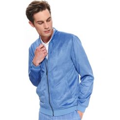 Kurtka ze sztucznego zamszu. Niebieskie kurtki męskie Top Secret, na lato, m, bez wzorów, z zamszu, eleganckie, krótkie, bez kaptura. W wyprzedaży za 114,99 zł.
