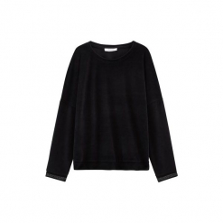 Welurowa bluza. Czarne bluzy rozpinane damskie Promod, z weluru, z długim rękawem, długie. Za 99,90 zł.