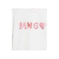 Mango Kids - T-shirt dziecięcy Mnglove 110-164 cm. Czerwone bluzki dziewczęce Mango Kids, z aplikacjami, z bawełny, z okrągłym kołnierzem, z krótkim rękawem, krótkie, bez kaptura. Za 45,90 zł.
