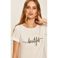 Answear - T-shirt. Białe bluzki damskie ANSWEAR, s, z nadrukiem, z bawełny, casualowe, z okrągłym kołnierzem, z krótkim rękawem. W wyprzedaży za 49,90 zł.