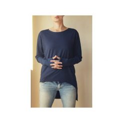 Bluza tunika asymetryczna Frak prostokąt Granatowy. Niebieskie tuniki damskie One mug a day, s, bez wzorów, z elastanu, z długim rękawem, długie, bez kaptura. Za 249,00 zł.