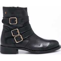Tommy Hilfiger - Botki. Czarne buty zimowe damskie TOMMY HILFIGER, z materiału, na obcasie. W wyprzedaży za 499,90 zł.