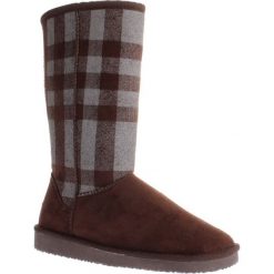 Buty zimowe damskie: Kozaki „Sabina” w kolorze ciemnobrązowo-szarym