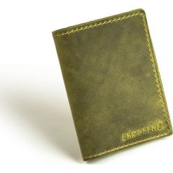 Skórzany cienki portfel slim wallet z bilonówką BRODRENE SW04 oliwkowy - oliwkowy. Zielone portfele męskie Brødrene, bez wzorów, ze skóry. Za 99,99 zł.