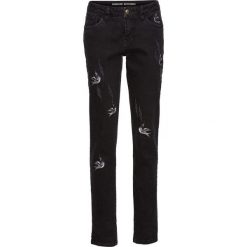 Dżinsy Boyfriend z haftem bonprix czarny denim. Niebieskie boyfriendy damskie marki bonprix. Za 139,99 zł.