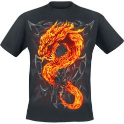 Spiral Fire Dragon T-Shirt czarny. Czarne koszulki męskie Spiral, m, z nadrukiem, ze skóry, z okrągłym kołnierzem. Za 74,90 zł.