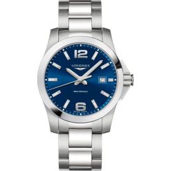 LONGINES Conquest L3.759.4.96.6. Szare, analogowe zegarki męskie LONGINES, ze stali. Za 2870,00 zł.