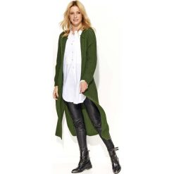 Płaszcze damskie: Khaki Długi Sweter-Płaszcz z Rozciętymi Bokami
