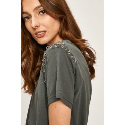 Answear - T-shirt. Szare bluzki damskie ANSWEAR, s, bez wzorów, z bawełny, z okrągłym kołnierzem, z krótkim rękawem. W wyprzedaży za 69,90 zł.