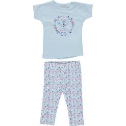 2-częściowy zestaw w kolorze błękitnym ze wzorem. Niebieskie t-shirty chłopięce z krótkim rękawem marki Lemon Beret, w paski, z bawełny. W wyprzedaży za 39,95 zł.