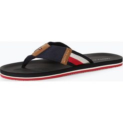 Tommy Hilfiger - Męskie japonki z dodatkiem skóry, niebieski. Niebieskie klapki męskie TOMMY HILFIGER, bez wzorów, ze skóry. Za 179,95 zł.