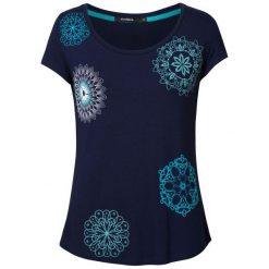 Desigual Koszulka Damska Ts Sonja M Ciemny Niebieski. Niebieskie koszulki damskie Desigual, na co dzień, m, bez wzorów, z materiału, bez kołnierzyka, bez rękawów. Za 179,00 zł.