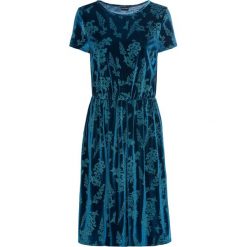 Sukienka bonprix niebieskozielony w kwiaty. Sukienki damskie bonprix, z aplikacjami, z dzianiny, bez kołnierzyka, bez rękawów. Za 149,99 zł.