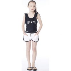 Karl Lagerfeld - Strój kąpielowy dziecięcy 156-162 cm. Czarne stroje kąpielowe dziewczęce KARL LAGERFELD, z nadrukiem, z elastanu. Za 299,90 zł.