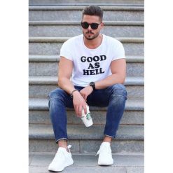 Męski T-Shirt WILIAM. Białe t-shirty męskie Męski T-Shirt WILIAM, xl, bez wzorów, bez kołnierzyka. W wyprzedaży za 49,00 zł.