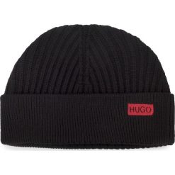 Czapka HUGO - Xianno 2 50414419 001. Czarne czapki męskie HUGO, bez wzorów, z wełny. Za 249,00 zł.