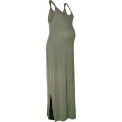 Sukienka ciążowa shirtowa bonprix oliwkowy. Zielone sukienki damskie bonprix, bez wzorów, z wiskozy, bez kołnierzyka, moda ciążowa, bez rękawów. Za 54,99 zł.