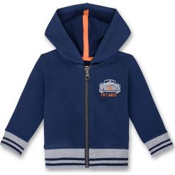 Bluza w kolorze granatowym. Niebieskie bluzy chłopięce rozpinane marki Sanetta, z aplikacjami. W wyprzedaży za 62,95 zł.