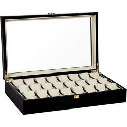 Zegarki męskie: Pudełko w kolorze czarnym na zegarki – 48,1 x 9,9 x 29,5 cm